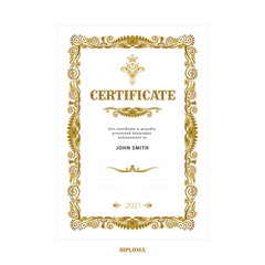 Vintage frame with floral design elements. Hand drawn retro style diploma, certificate and invitation luxury vector template. Part of set.
