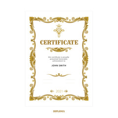 Vintage frame with floral design elements. Hand drawn retro style diploma, certificate and invitation luxury vector template. Part of set.