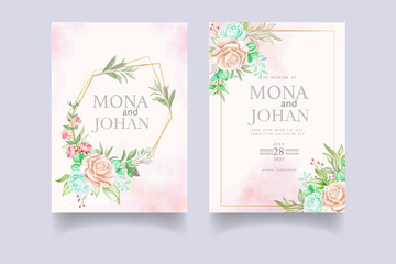 Elegant wedding invitation card set template 
