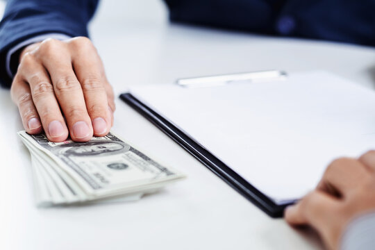 Businessman agent meeting customer with insurance policy about car contract.Salesman Automobile Vehicles Concept