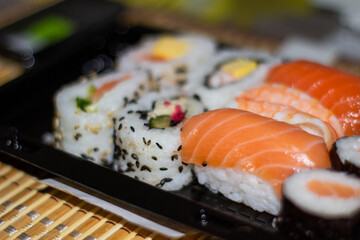 sushi on the plate with chopstick