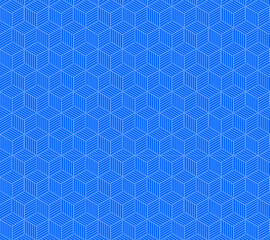 Entramado de cubos azules con rayas blancas