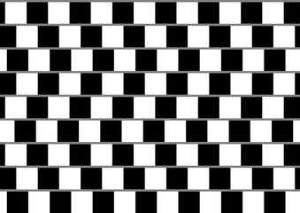 Cuadros blancos y negros creando un efecto óptico de inclinación