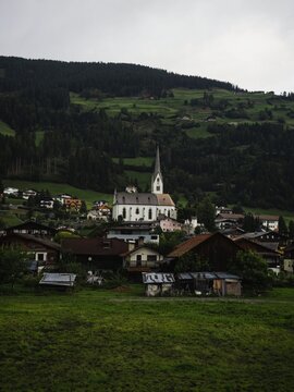 Panorama view of catholic church in Sillian village market town in Lienz Puster valley Lienz Tyrol Austria alps Europe