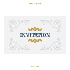 Vintage frame with design elements. Hand drawn retro style invitation luxury vector template. Part of set.