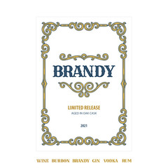 Vintage label and frame design. Hand drawn retro style label luxury vector template. Wine, Burbon, Brandy, Vodka and Rum label tamplate. Part of set.