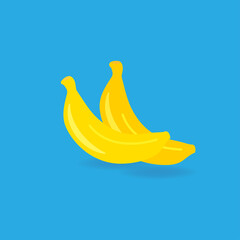 Fresh organic bananas over blue background, vector