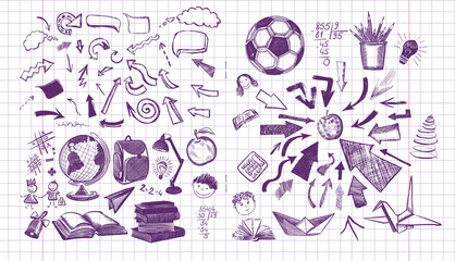 Fototapeta na wymiar Back to school . Set of school items. Vector illustration
