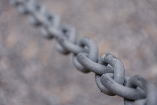 Close up of an industrial strength metal chain