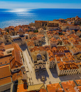 Aerial view of Saint Blaise church in old town, Dubrovnik, Croatia.