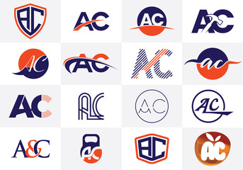 A C Letter Logo Design. Creative A C Letters icon vector.