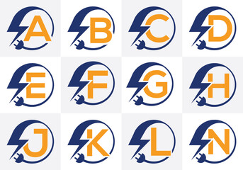 Electricity Logo template Lighting bolt sign symbol. Vector icon set