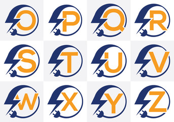 Electricity Logo template Lighting bolt sign symbol. Vector icon set