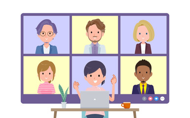 flat type medical staff woman_web-meeting-front