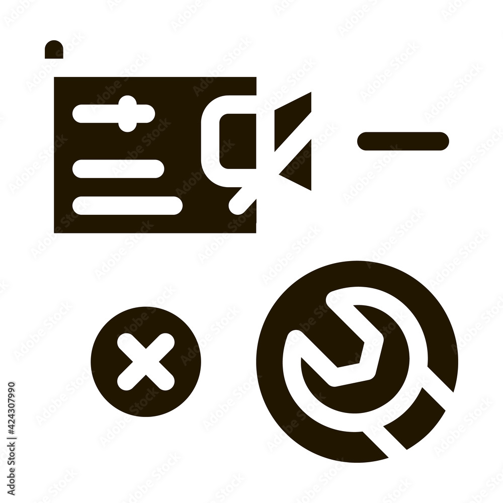 Poster radio broken sound repair glyph icon vector. radio broken sound repair sign. isolated symbol illustr