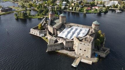 Aerial view of Olavinlinna castle in Savonlinna, Finland
Summertime