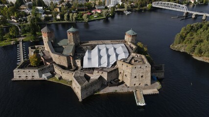 Aerial view of Olavinlinna castle in Savonlinna, Finland
Summertime