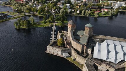 Aerial view of Olavinlinna castle in Savonlinna, Finland
Summertime