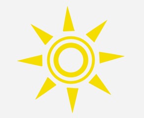 正面を向く二重丸太陽