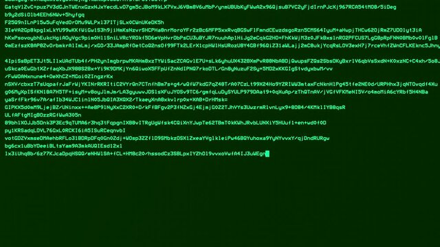 green binary code Hacking into system, file corruption, data loss, programming commands on screen. Hacking in progress. cyberspace mining cryptocurrency and bitcoin.