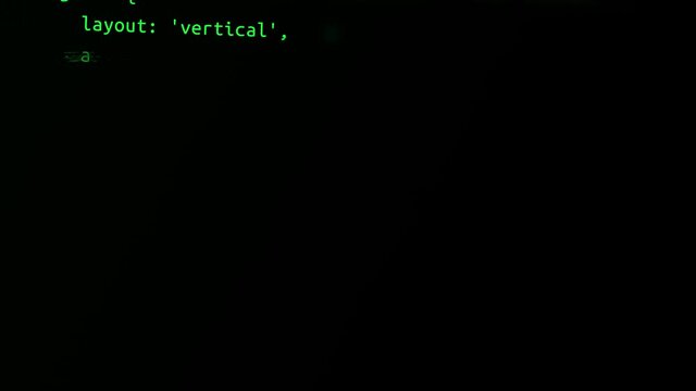 4k Programming code running down a computer screen terminal Loop Animation. encrypted fast long scrolling programming security hacking code data flow stream displayletters coding techno.