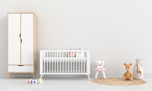 White child room interior with copy space, 3D rendering