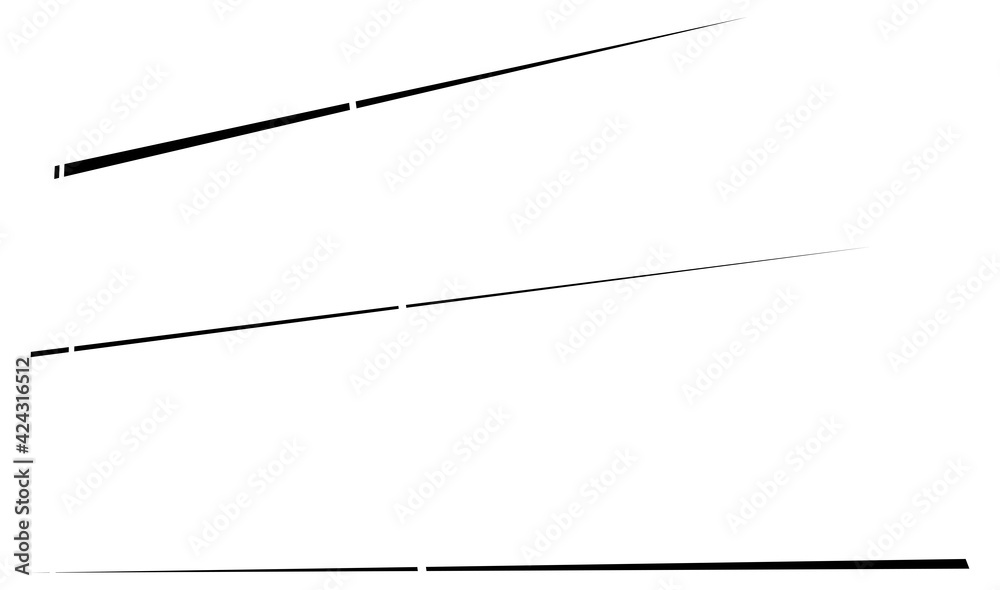 Poster Dashed dynamic lines, stripes. 3D Lines in perspective vanishing with gaps