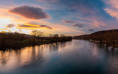 sunset over the river