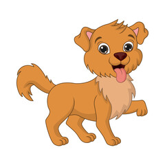 Fototapeta premium Cute baby dog cartoon posing on white background