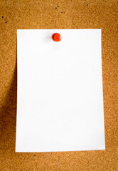 Blank note paper on cork board.