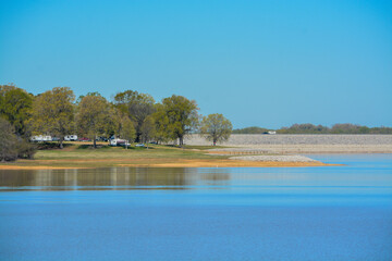 Beautiful park view of Enid Lake in George Payne Cossar State Park at Oakland, Yalobusha County, Mississippi