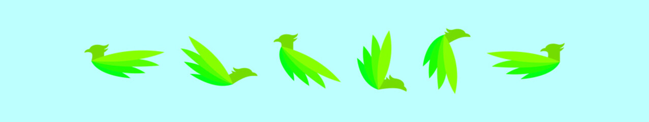 set of hawk logo cartoon icon design template with various models. vector illustration isolated on blue background