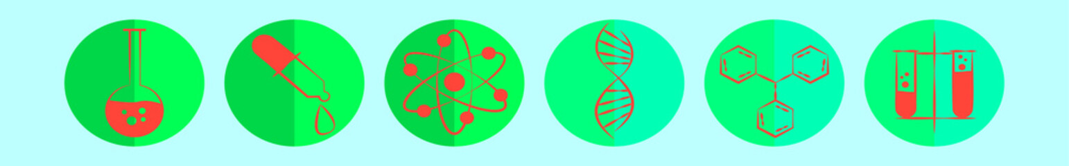 set of chemistry cartoon icon design template with various models. vector illustration isolated on blue background