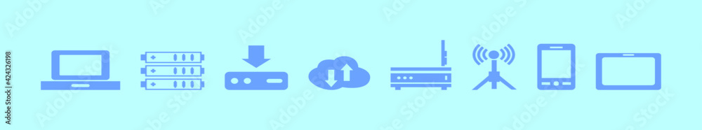 Wall mural set of data server pack cartoon icon design template with various models. vector illustration isolat