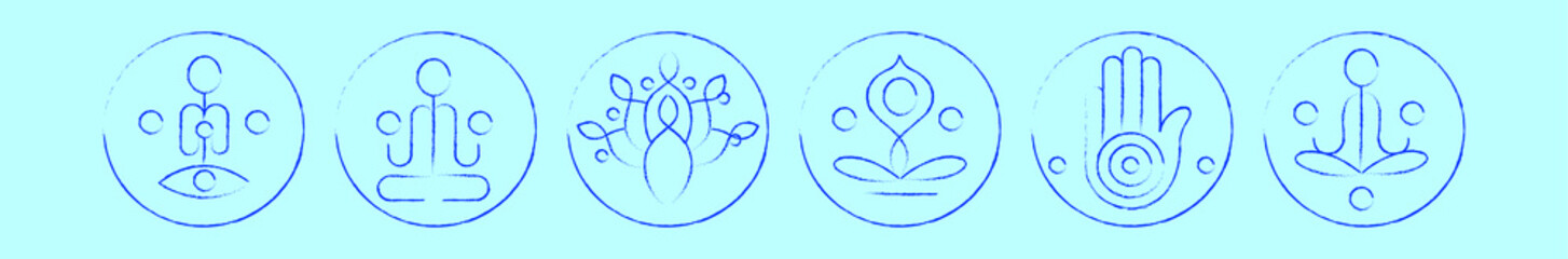 set of buddhism symbol cartoon icon design template with various models. vector illustration isolated on blue background