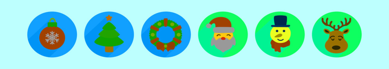set of christmas element cartoon design template with various models. vector illustration isolated on background