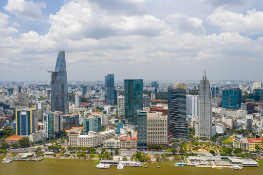 Ho Chi Minh cityscape with financial buildings and towers