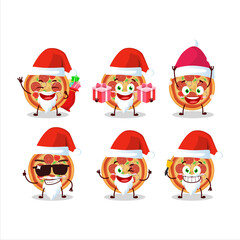 Santa Claus emoticons with beef pizza cartoon character