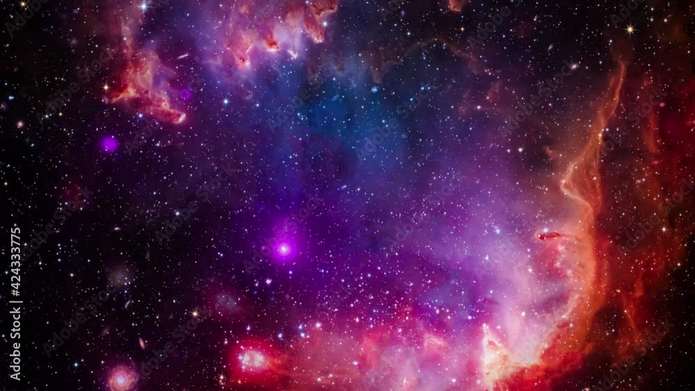 Wall mural loop space flight deep space exploration travel to the small magellanic cloud or nubecula minor. 4k 