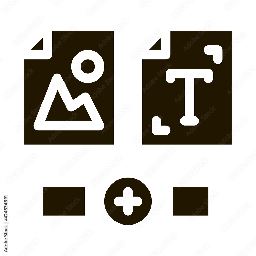 Poster web side image and text glyph icon vector. web side image and text sign. isolated symbol illustratio