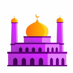 Purple Mosque flat vector illustration. Ramadan