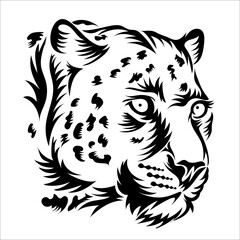 Leopard head vector illustration in woodcut style