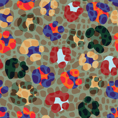 Seamless Leopard Pattern. Colorful Animal Skin Print. Spotted animal illustration. Vector Jungle Design.