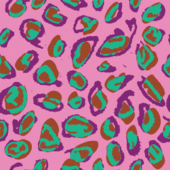 Seamless Leopard Pattern. Colorful Animal Skin Print. Spotted animal illustration. Vector Jungle Design.