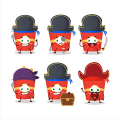 Cartoon character of french fries with various pirates emoticons