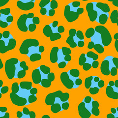 Seamless Leopard Pattern. Colorful Animal Skin Print. Spotted animal illustration. Vector Jungle Design.