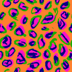 Seamless Leopard Pattern. Colorful Animal Skin Print. Spotted animal illustration. Vector Jungle Design.
