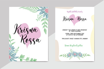Wedding Invitation Card with Watercolor Floral