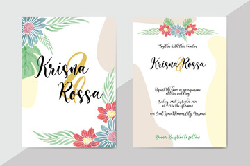 Wedding Invitation Card with Watercolor Floral