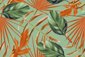 Seamless tropical leaves pattern